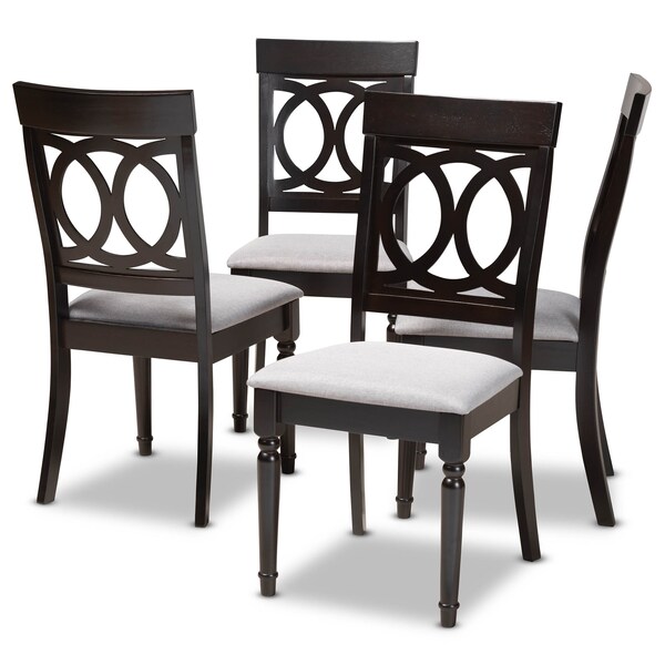 Baxton Studio Lucie Grey Upholstered Espresso Finished Wood Dining Chair, PK4 157-9732 - main